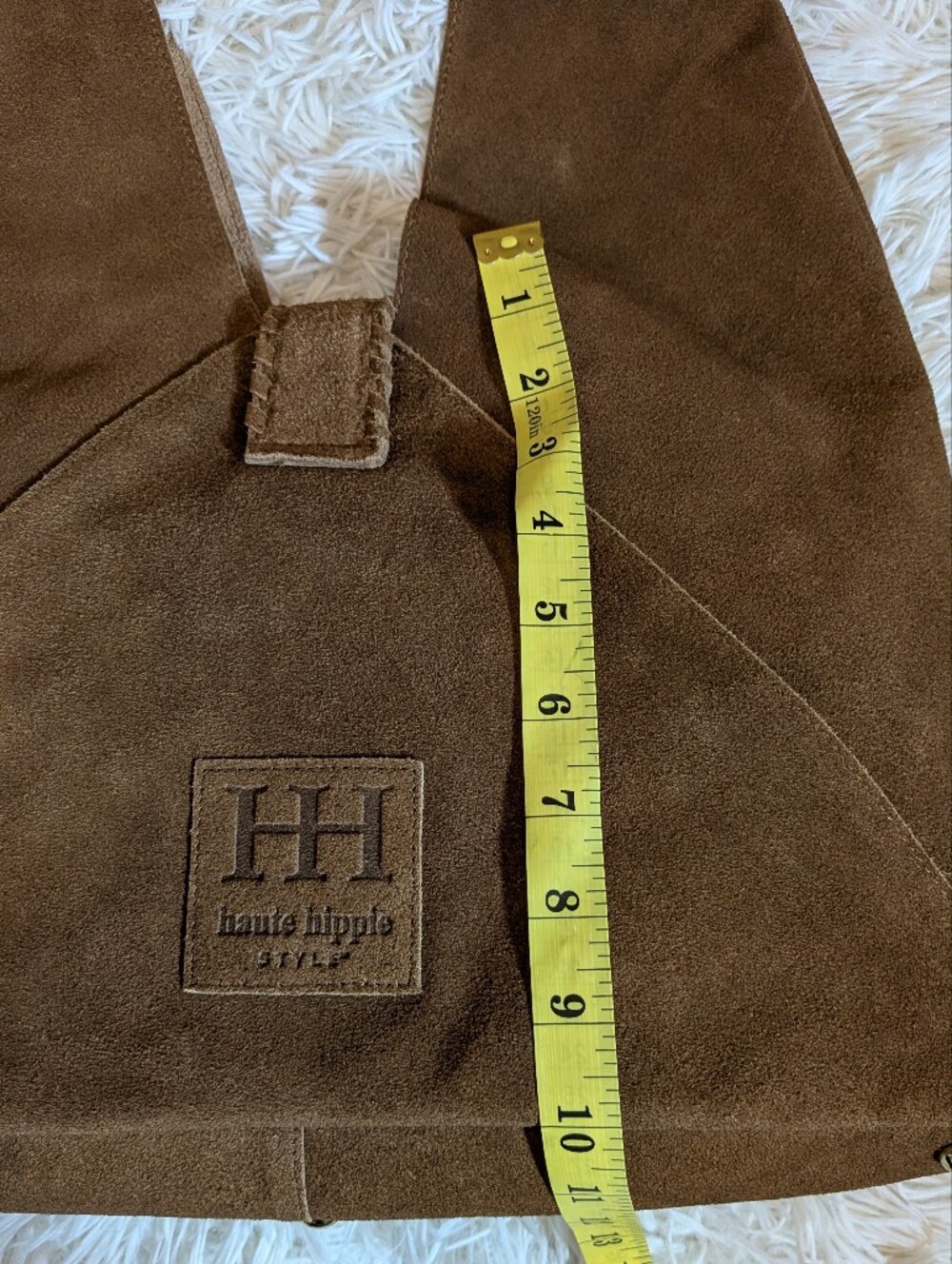 Haute Hippie Brown Triangle Suede Hobo Bag - Picture 8 of 9